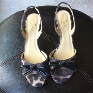 Kate Spade heels - cheetah with black patent bow.